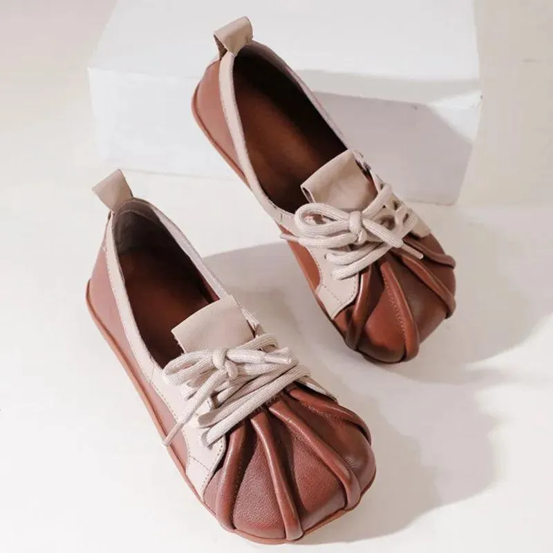 Handmade Leather Mixed Colors Women's Casual Shoes - TM138 Flats