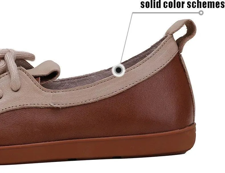 Handmade Leather Mixed Colors Women's Casual Shoes - TM138 Flats