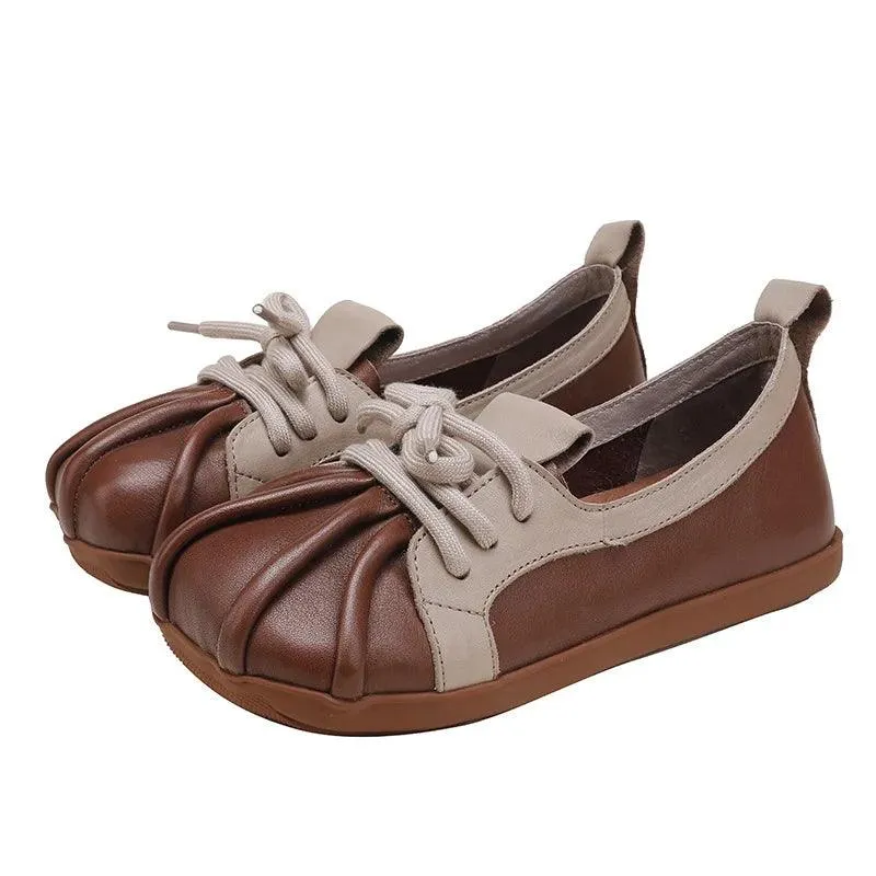 Handmade Leather Mixed Colors Women's Casual Shoes - TM138 Flats