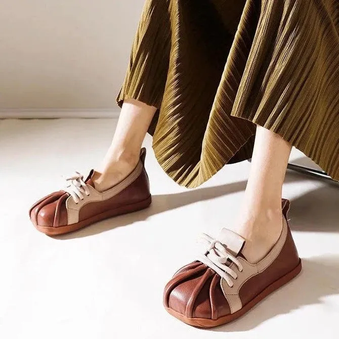 Handmade Leather Mixed Colors Women's Casual Shoes - TM138 Flats