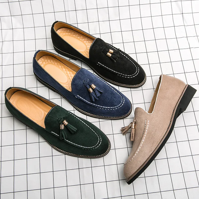 INSTOCK-casual leather shoes, tassel slip-ons, large size men's