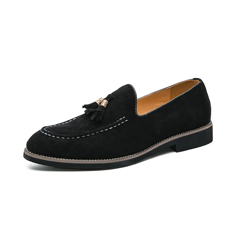 INSTOCK-casual leather shoes, tassel slip-ons, large size men's