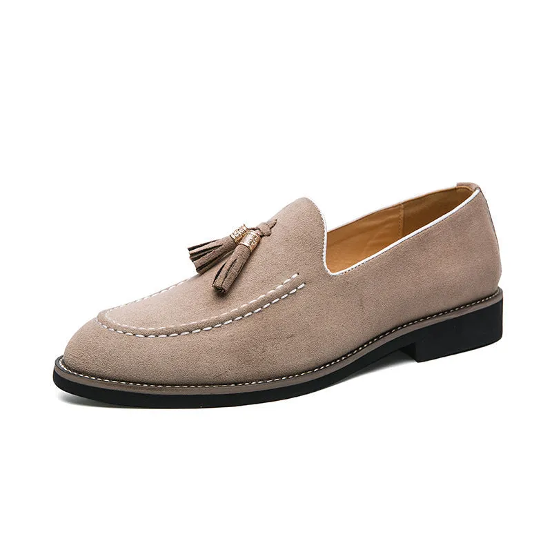 INSTOCK-casual leather shoes, tassel slip-ons, large size men's