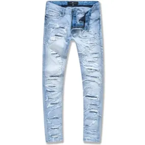 Jordan Craig Heavy Shredded And Repaired Men's Jean Pant Sky Blue