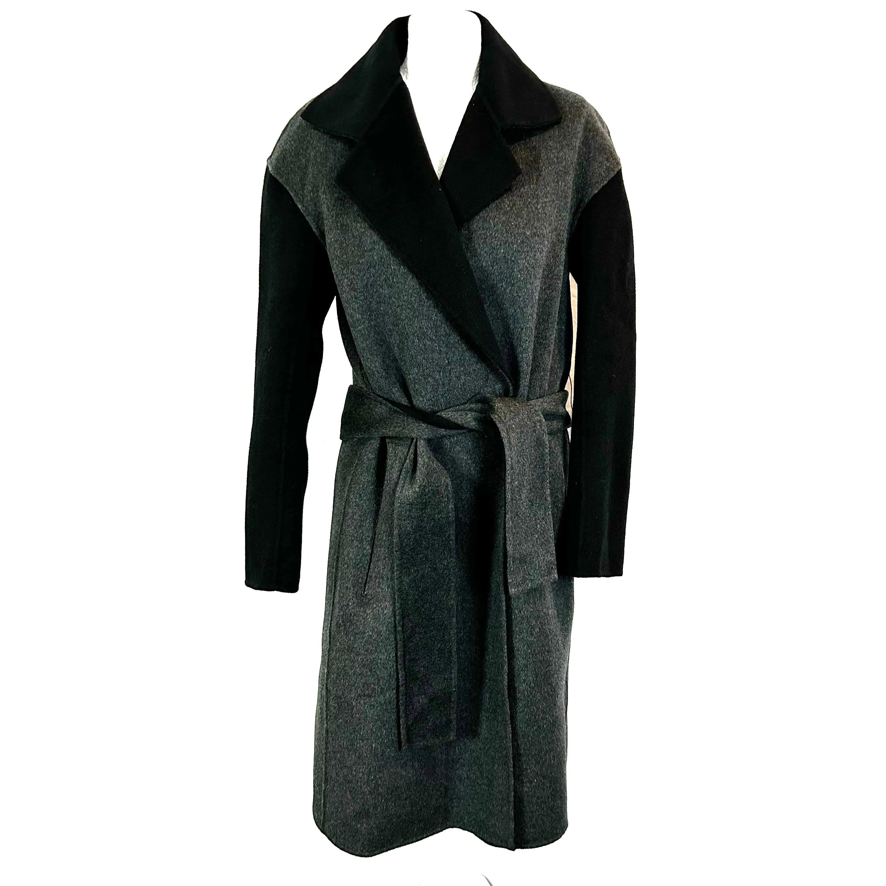 Joseph 1195 Grey & Black Double Face Wool & Cashmere Dawson Coat S/M