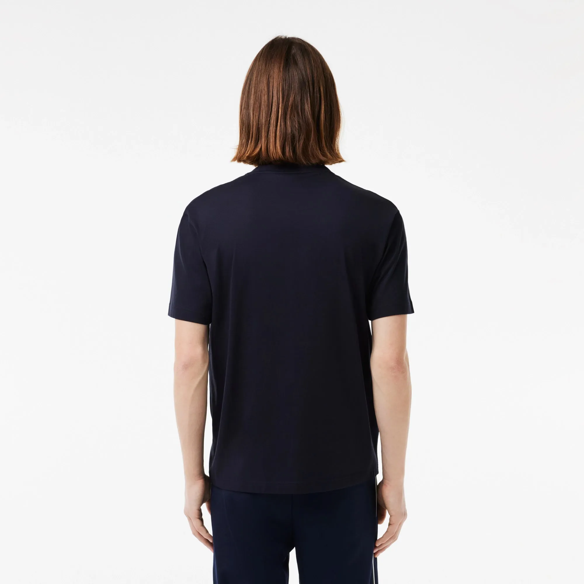 LACOSTE Men's Cotton Contrast Print & Badge T-shirt - Navy