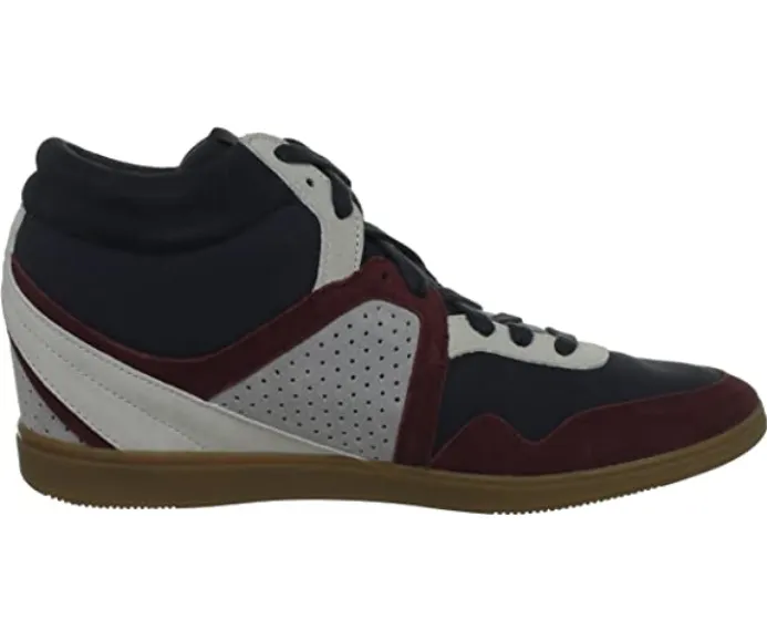 Le Coq Sportif women's shoe with elevator Monge Heavy canvas 1311340 burgundy blue