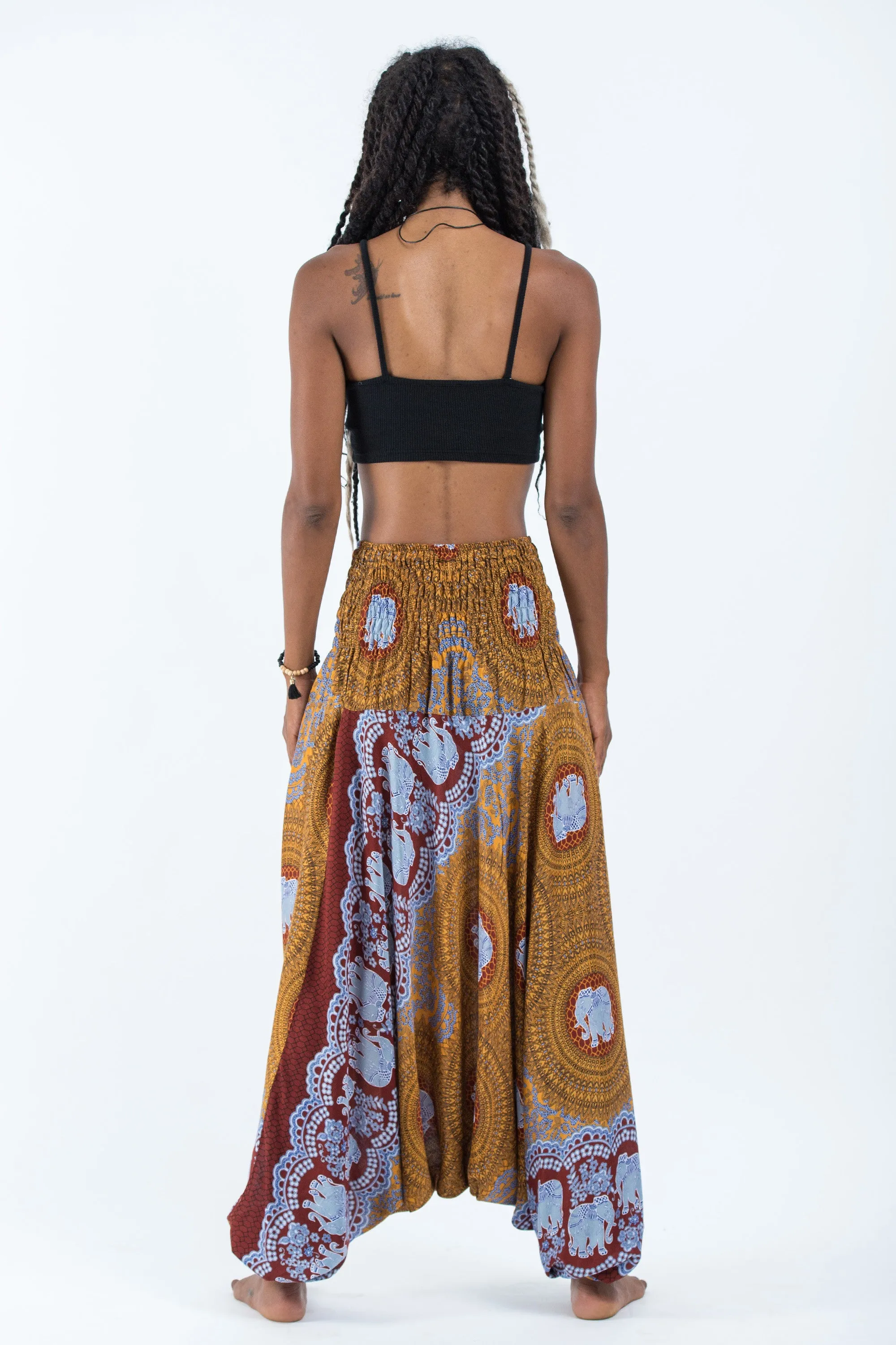 Mandala Elephant 2-in-1 Jumpsuit Elephant Pants in Bronze