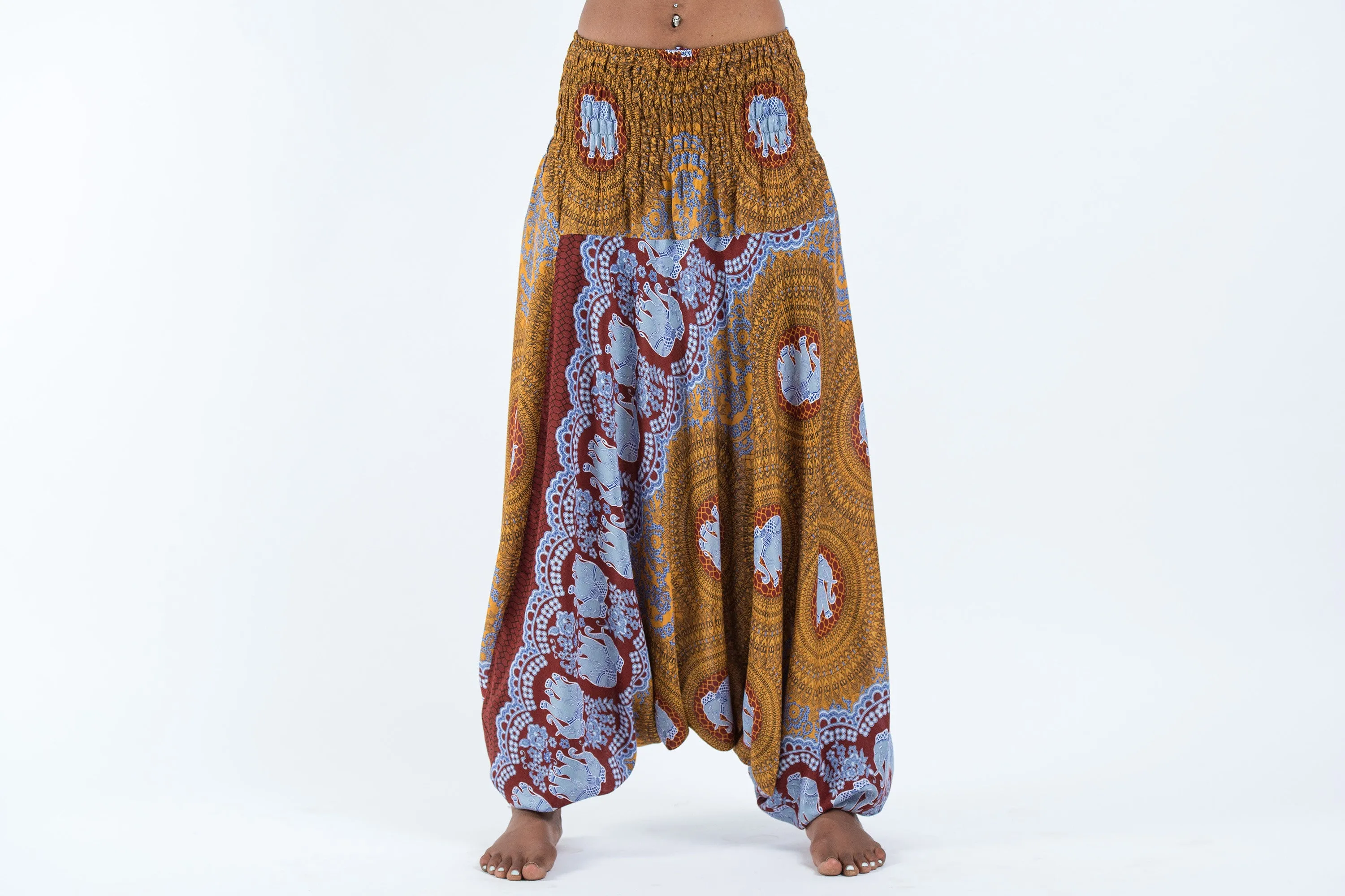 Mandala Elephant 2-in-1 Jumpsuit Elephant Pants in Bronze