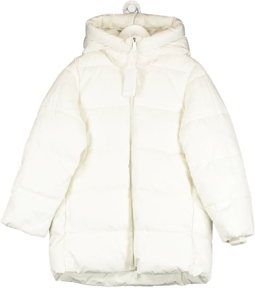 MANGO White Hood Quilted Coat BNWT UK M