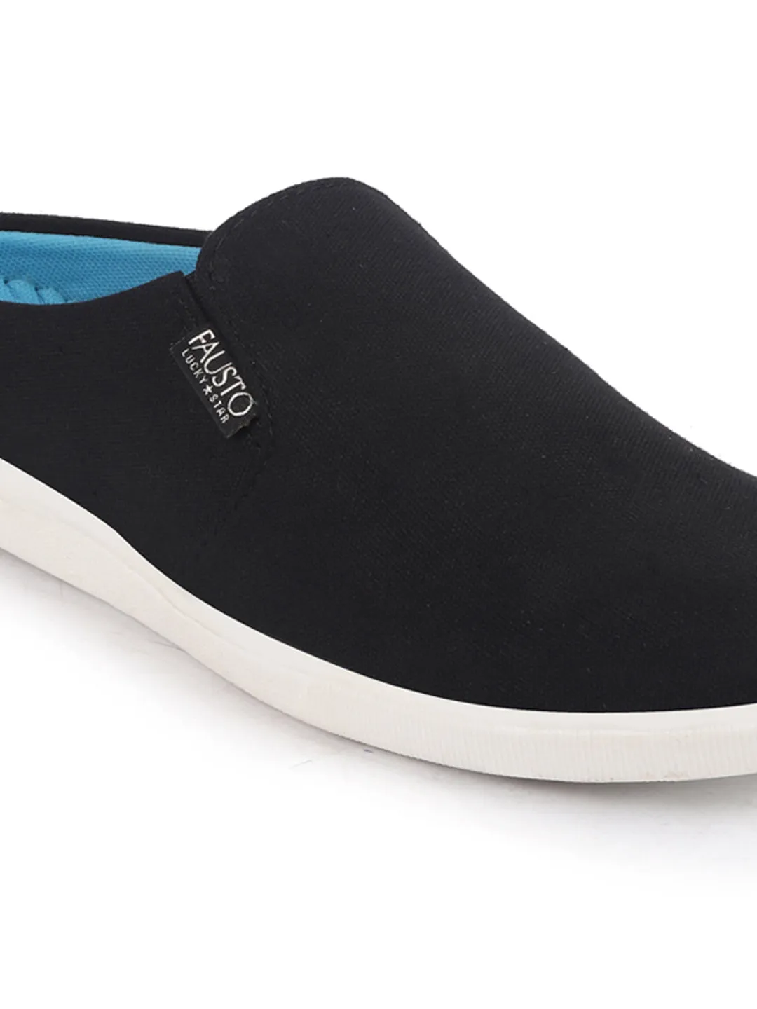 Men Black Casual Canvas Slip-On Shoes