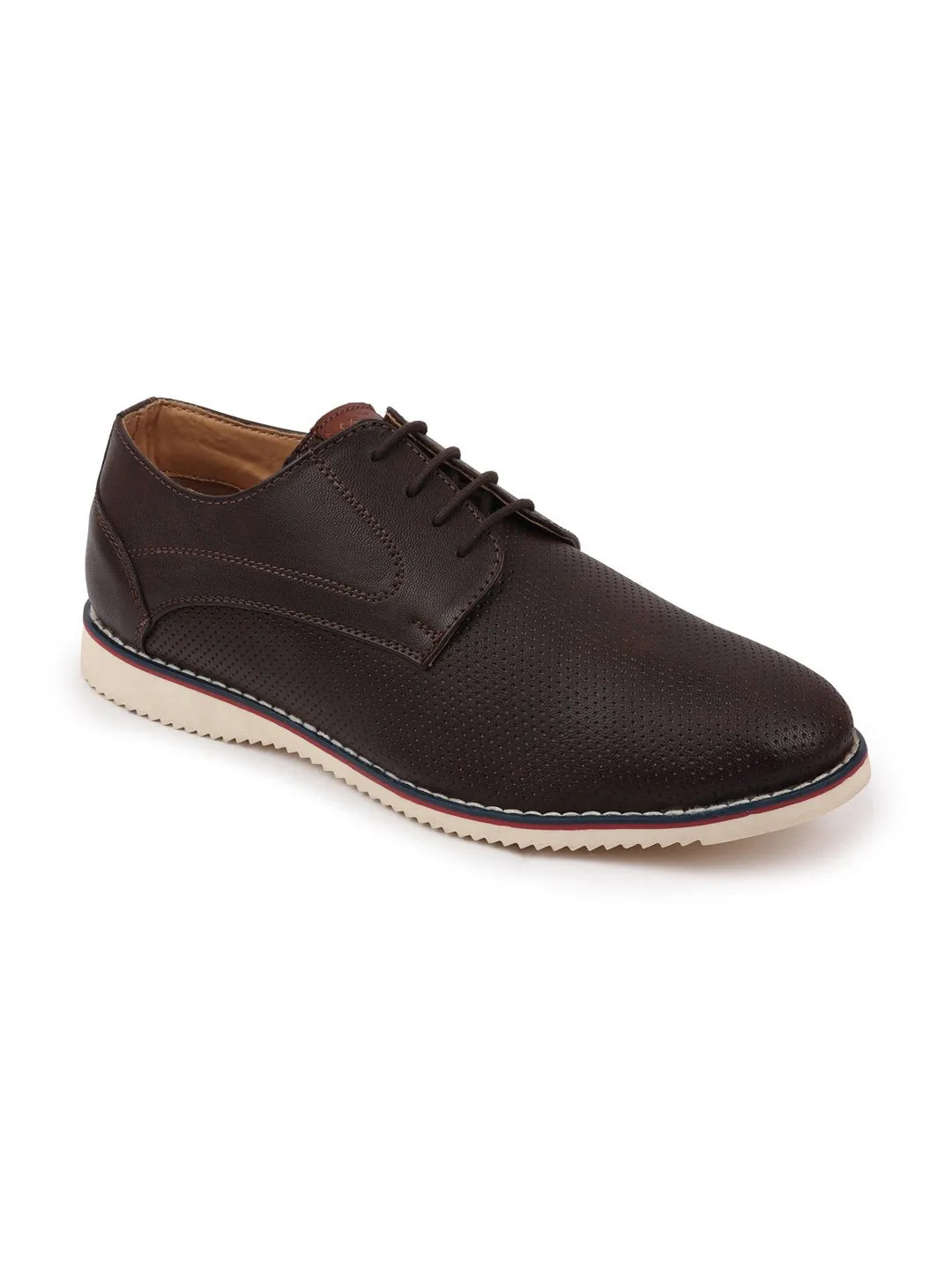 Men Brown Welted Casual Lace Up Shoes