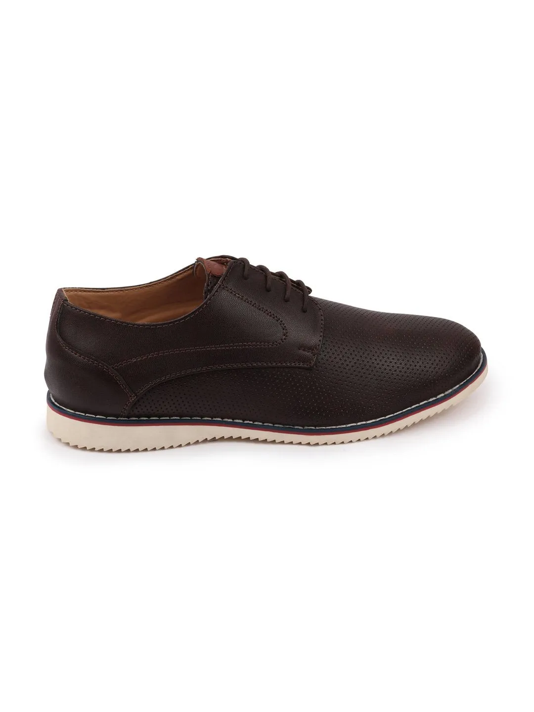 Men Brown Welted Casual Lace Up Shoes