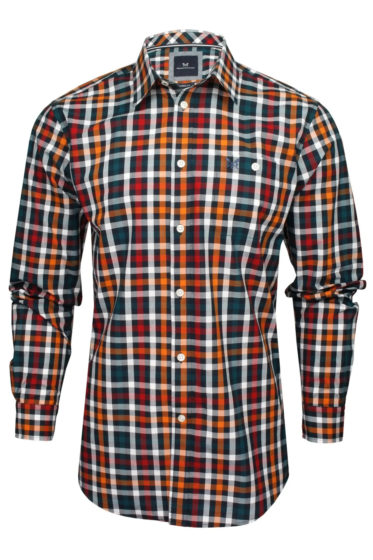 Mens Crew Clothing Poplin Check Shirt Long Sleeve