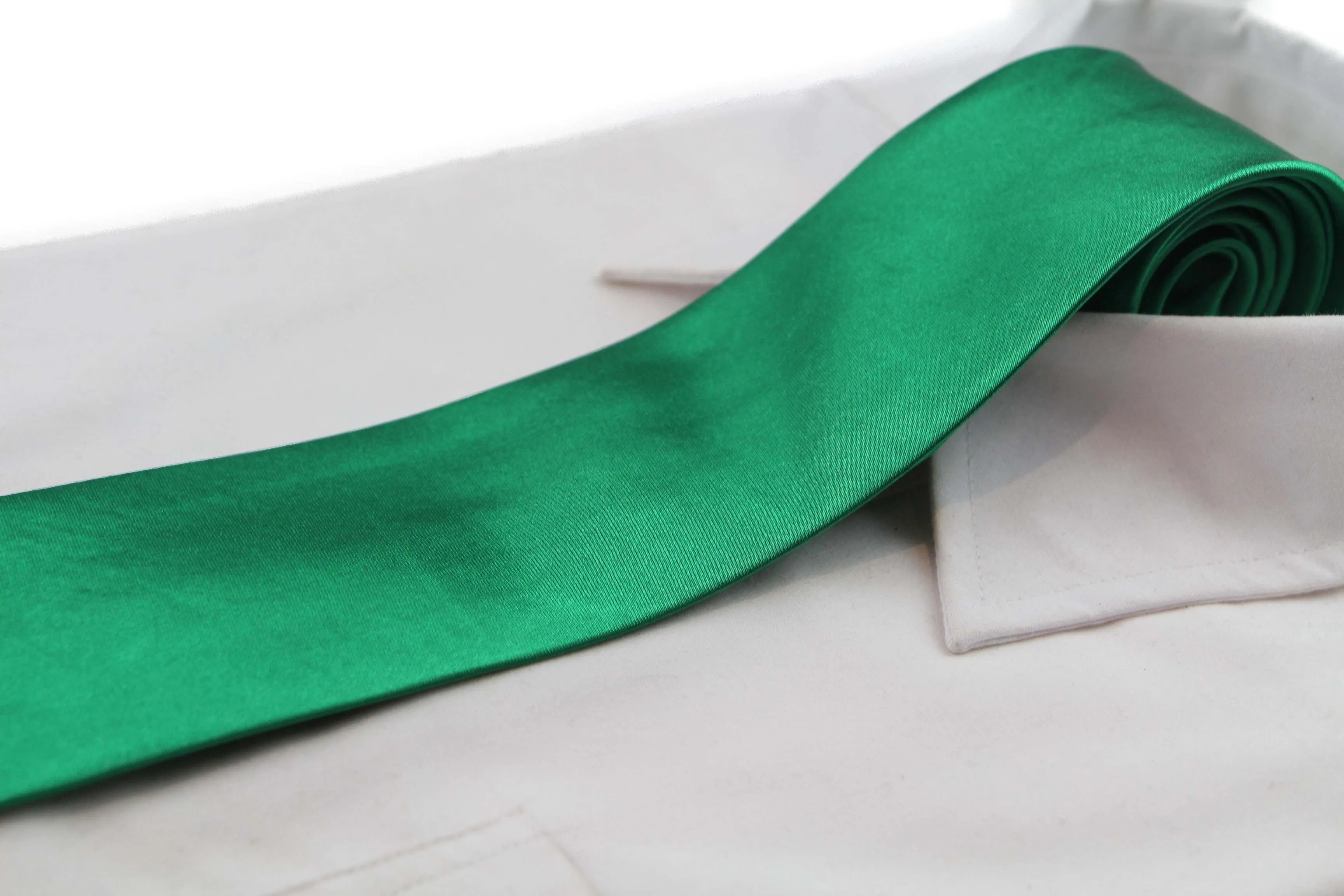 Mens Green 8cm Plain Neck Tie