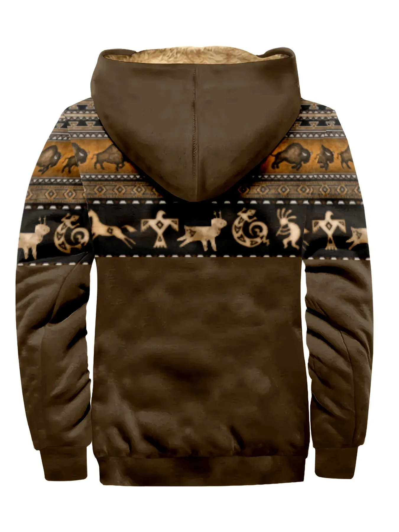 Men's Random Print Hooded Polyester Coat for Fall & Winter (Item ID: XG31763)