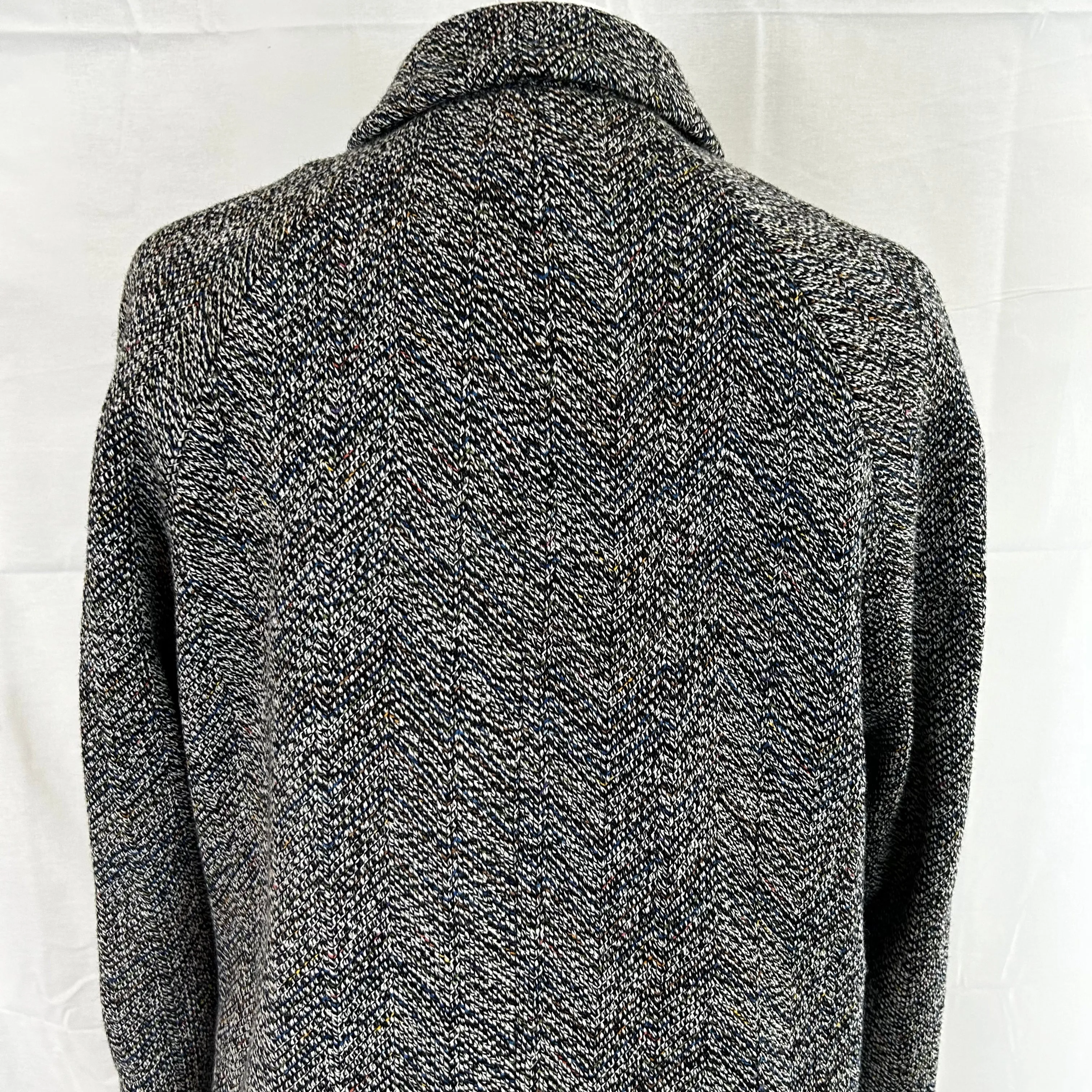 Missoni Brand New Blue & Black Wool & Alpaca Tweed Chevron Coat XS