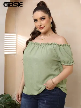 Off Shoulder Blouse Top - Pea Green