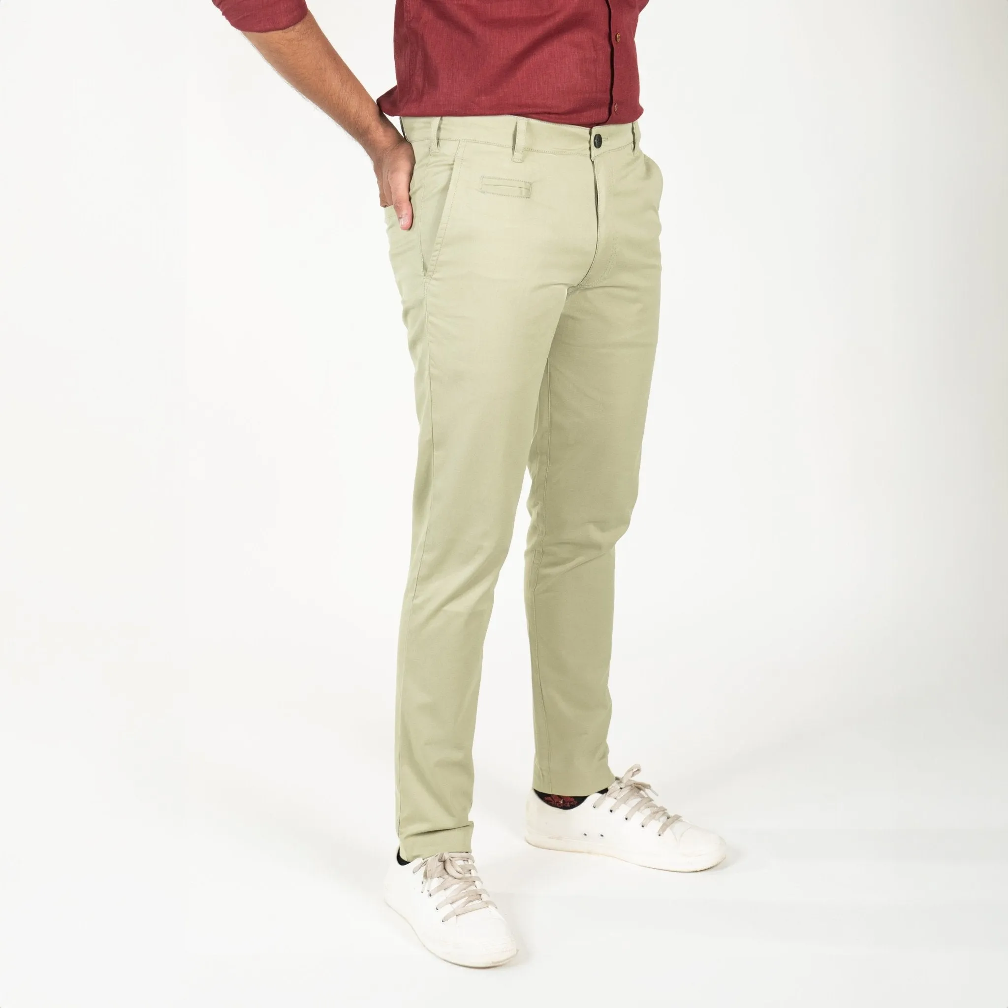 Olive Green Color Cotton Trouser Pants for Men