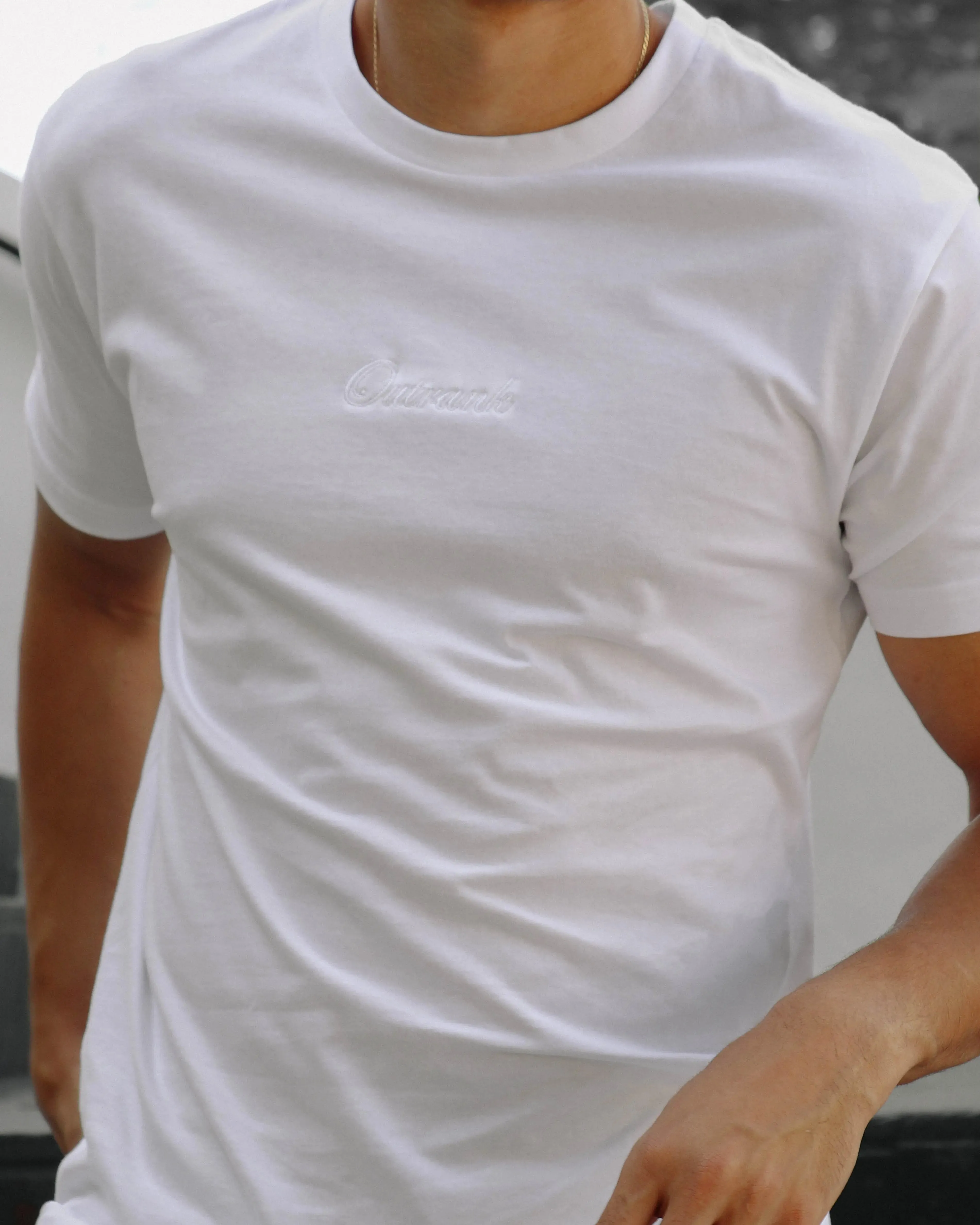 Outrank Everyday Embroidered Cream T-Shirt