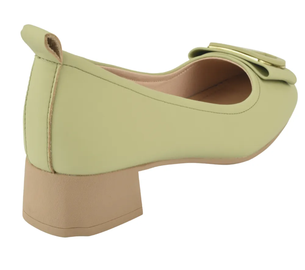 Pantofi casual, dama, FORMAZIONE, TP5008 verde mat, piele naturala, cu toc