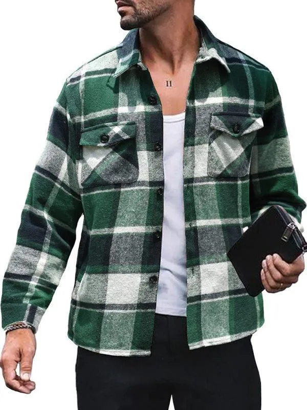 Plaid Long Sleeve Men Flannel Shirt