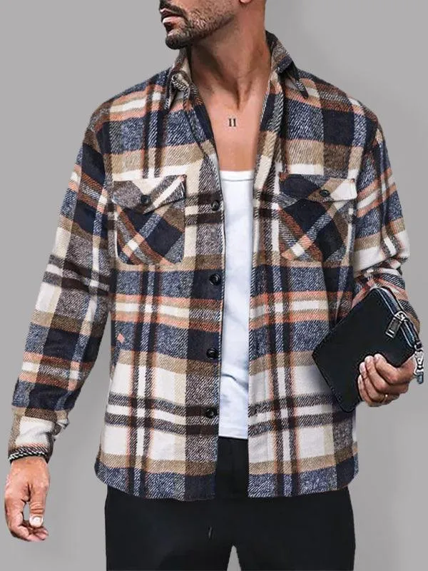 Plaid Long Sleeve Men Flannel Shirt