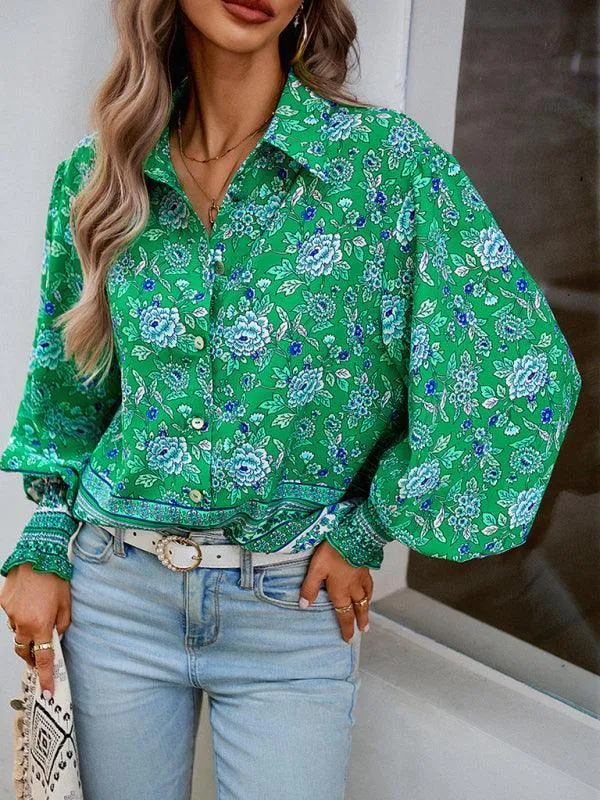 Printed Casual Long Sleeved Women Shirt