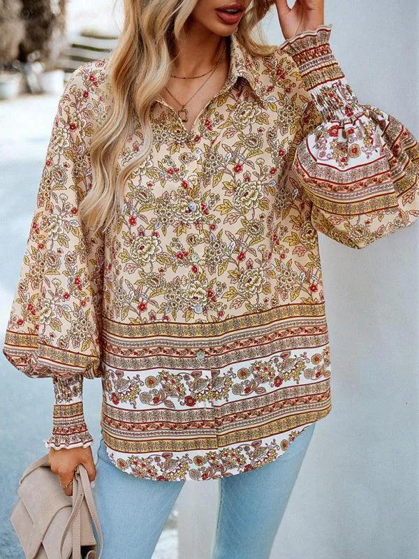 Printed Casual Long Sleeved Women Shirt