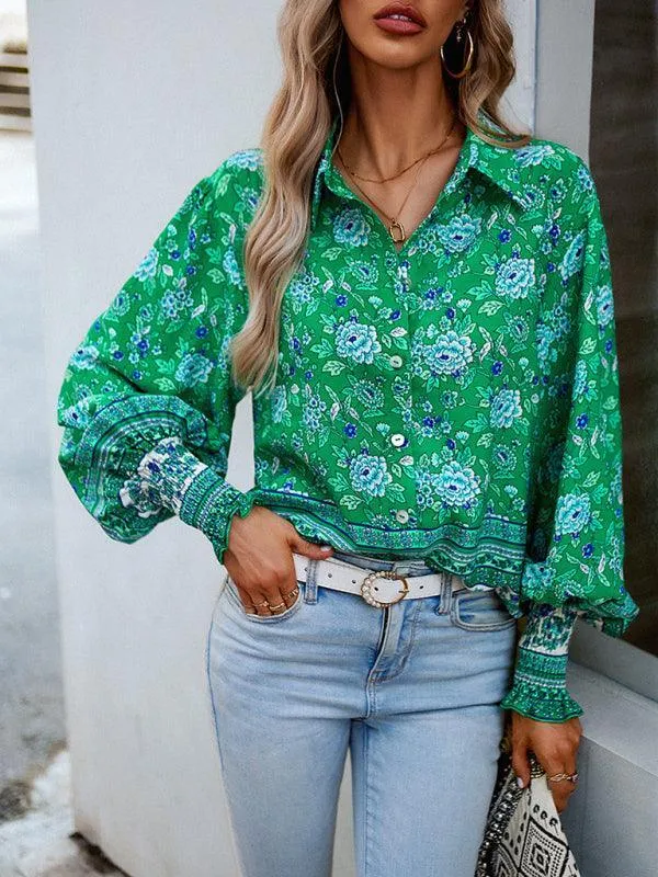 Printed Casual Long Sleeved Women Shirt