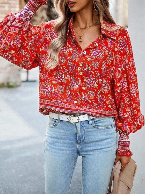 Printed Casual Long Sleeved Women Shirt