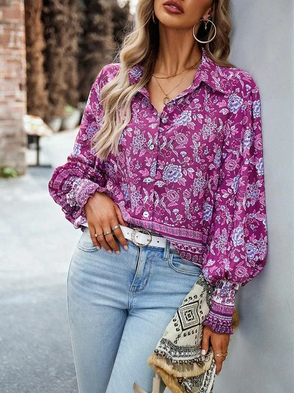 Printed Casual Long Sleeved Women Shirt