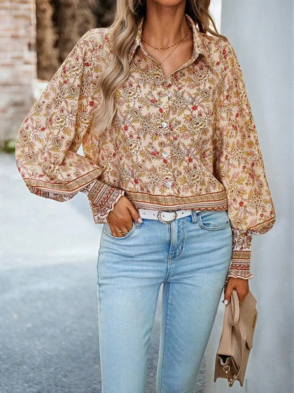 Printed Casual Long Sleeved Women Shirt