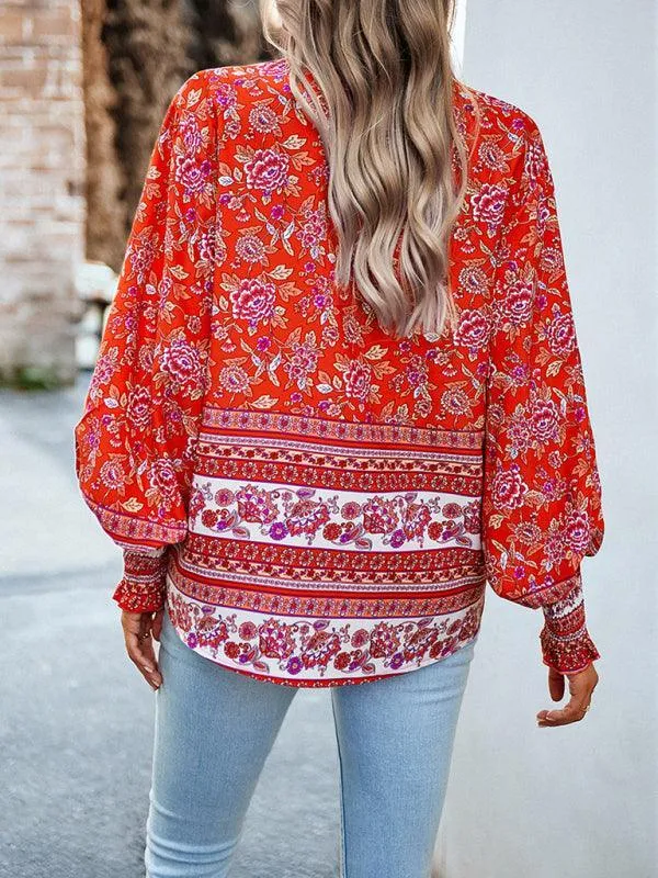 Printed Casual Long Sleeved Women Shirt