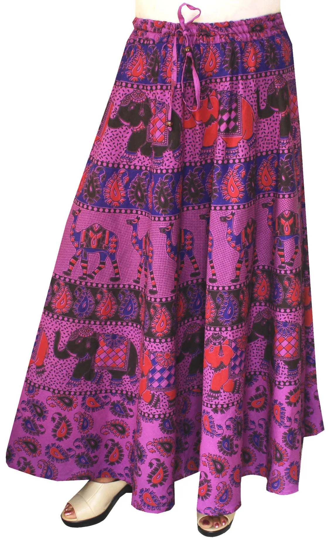 Printed Cotton Womens Long Skirt Indian Clothing (Purple)