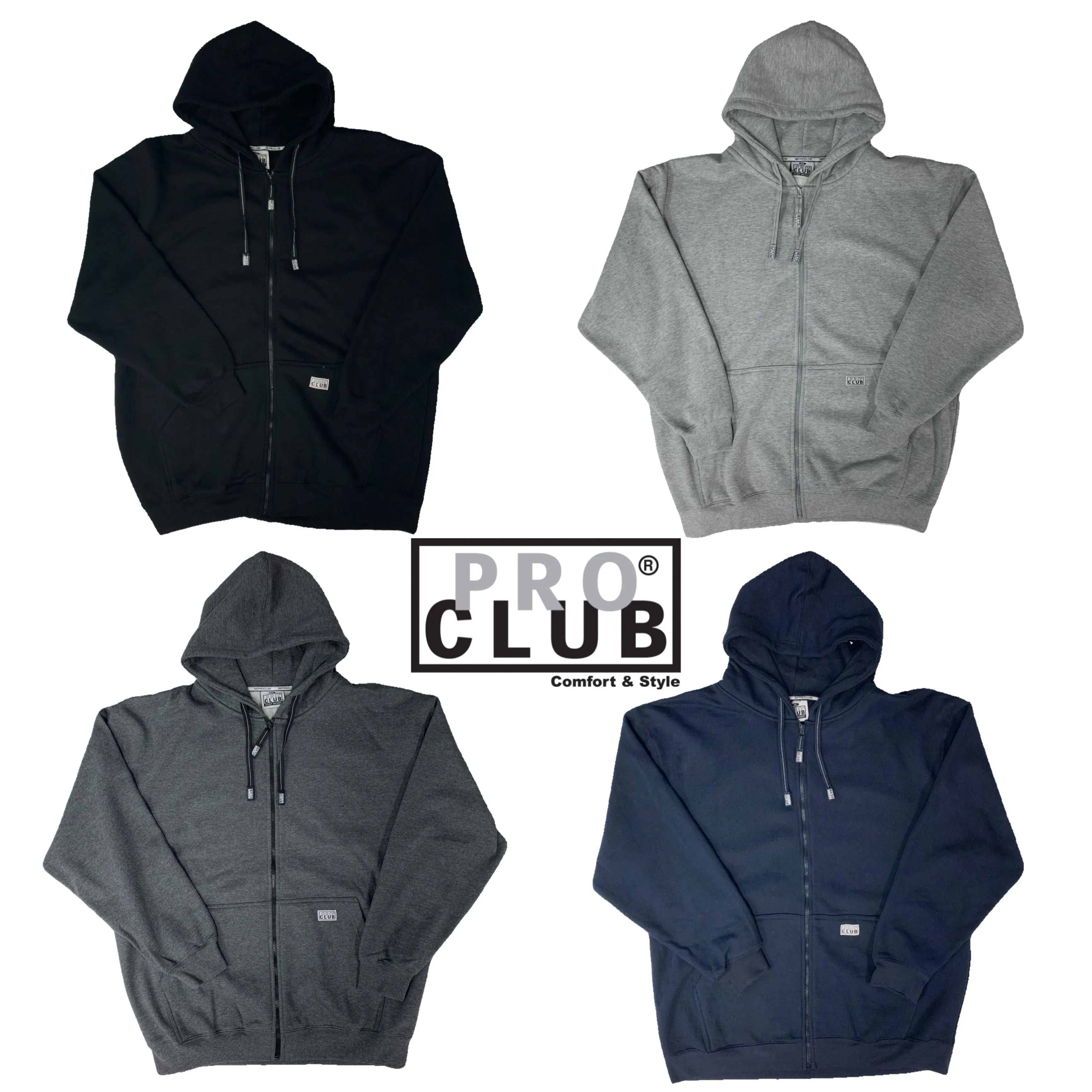 Pro Club Men's Heavyweight Full Zip Fleece Hoodie