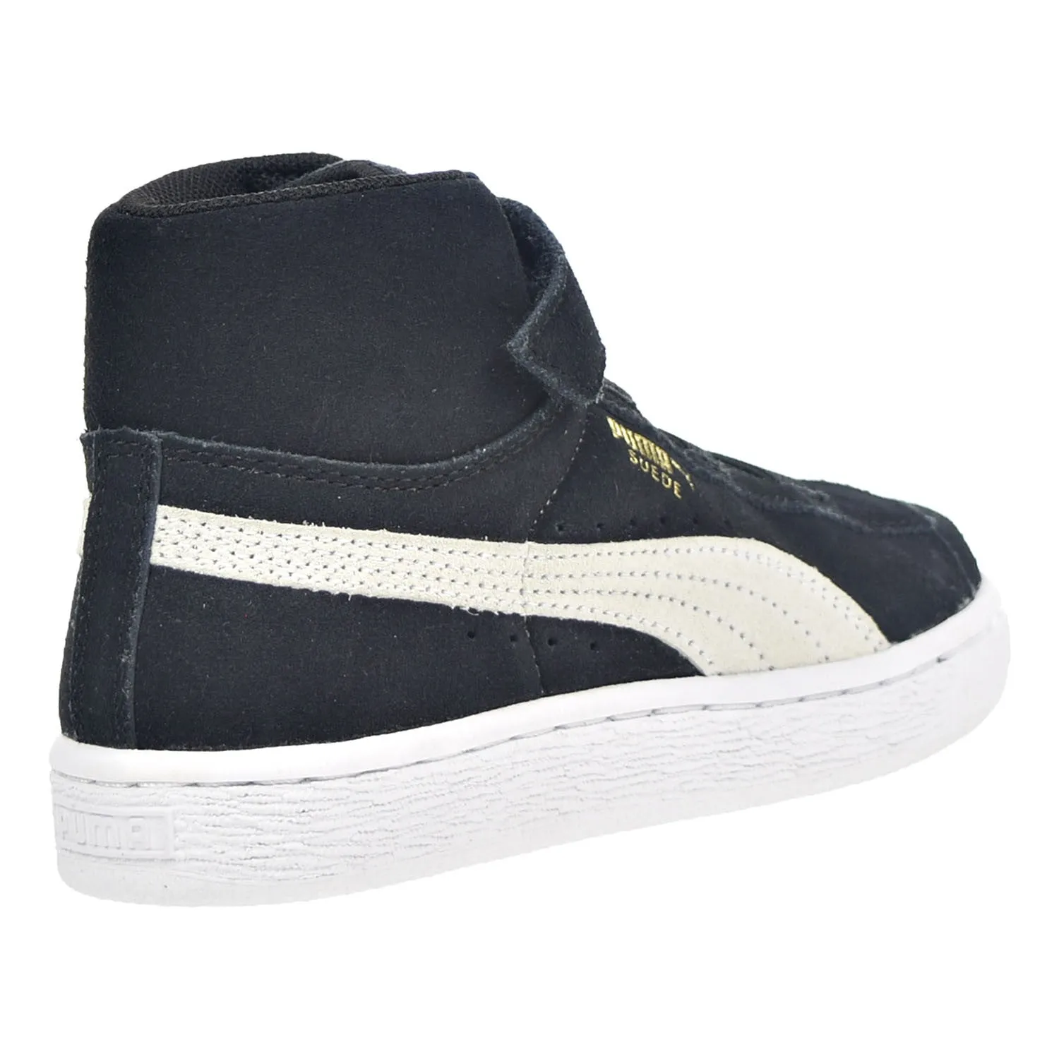 Puma Suede Classic Mid V Toddlers/Little Kids Shoes Black/White/Team Gold