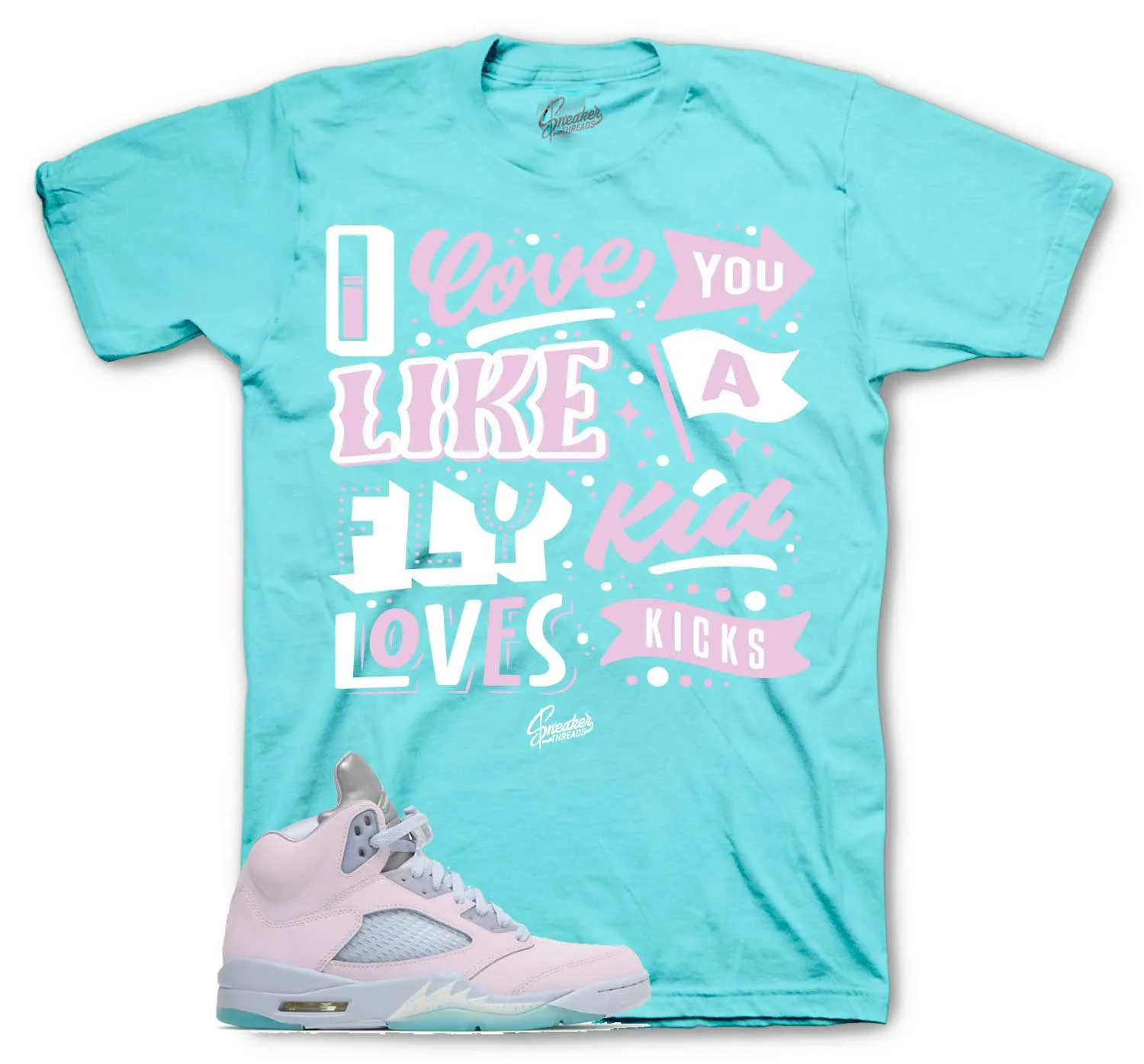 Retro 5 Regal Pink Easter Shirt - Love Kicks - Island