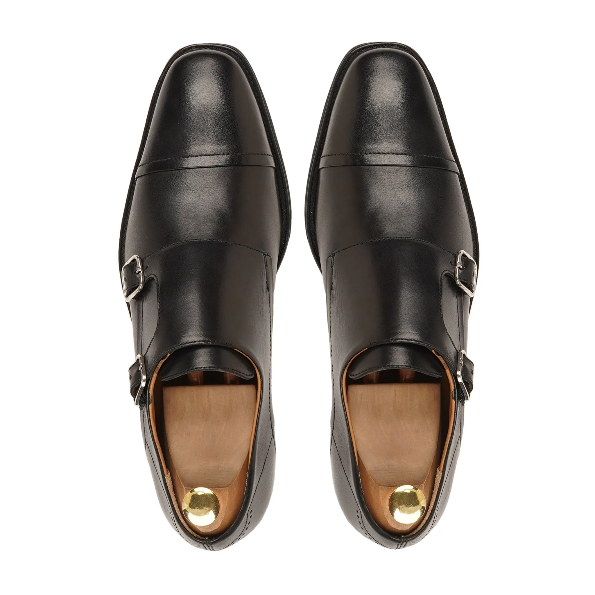 Sanford -Men's Black Calf Leather Double Monkstrap Shoe