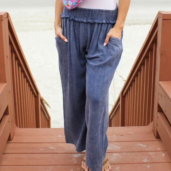 Simply Southern Gauze Pants in Indigo Blue- Breezy Comfort for Every Summer Occasion