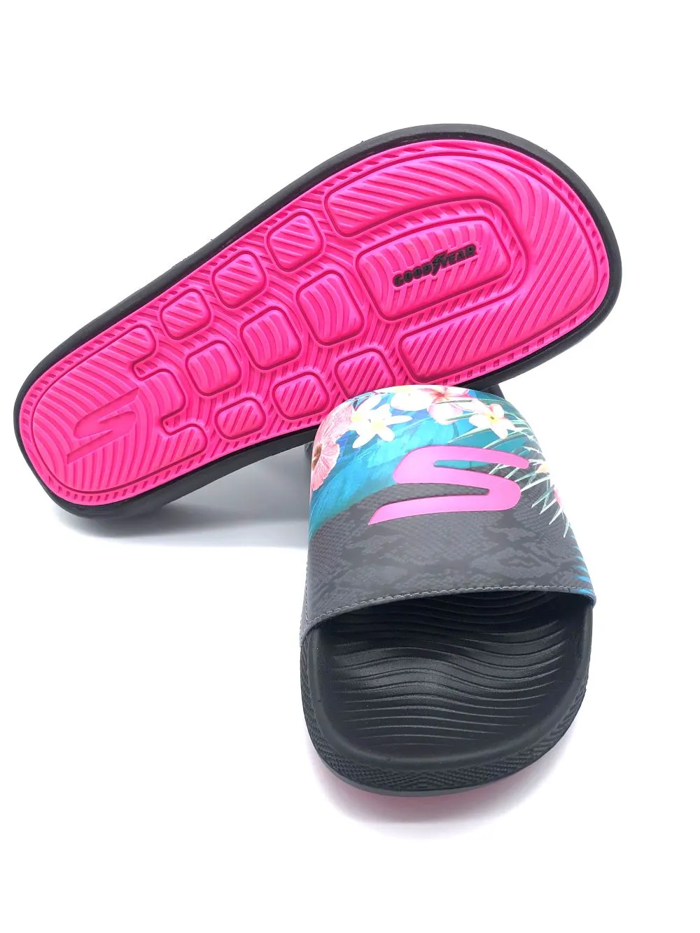 'Skechers' Women's Hyper Slide Sandal - Under The Palms - Black/Multi