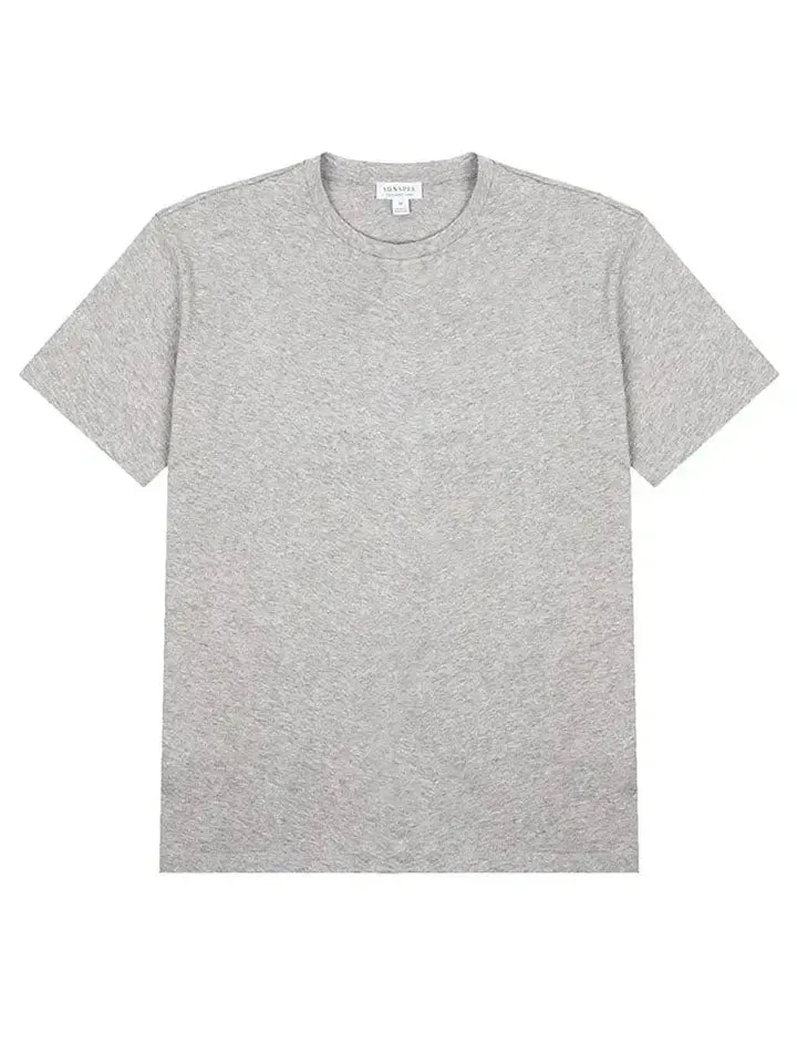 Sunspel Womens Boy Fit Crew Neck T Shirt Grey Melange