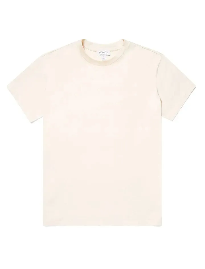 Sunspel Womens Boy-Fit Crew Neck T-Shirt Undyed