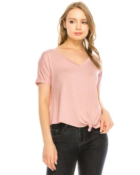 Surplice V-Neck Crop Top Roll Up Short Sleeve Casual Blouse