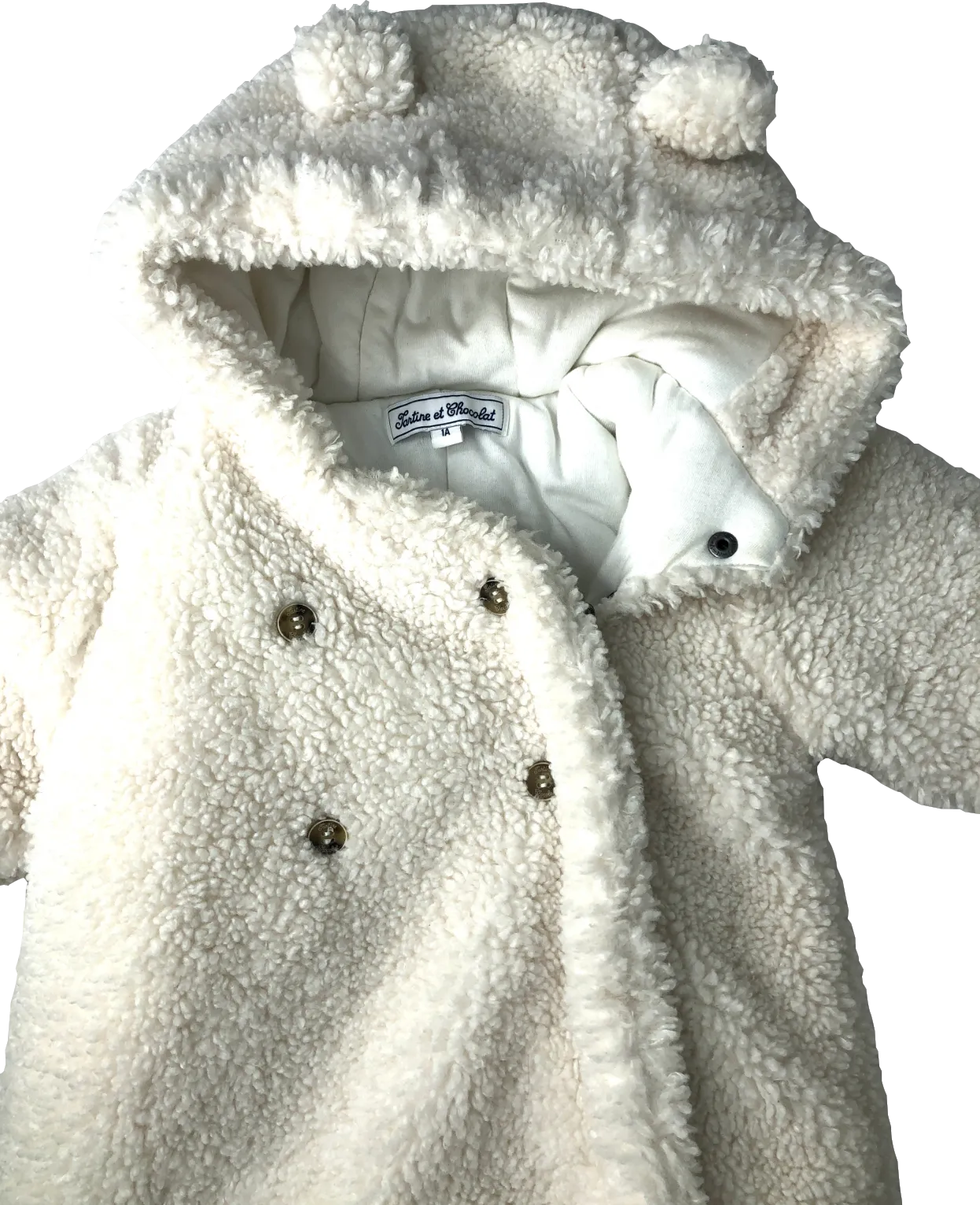 Tartine et Chocolat Cream Borg Teddy Romper Coat 1 Year