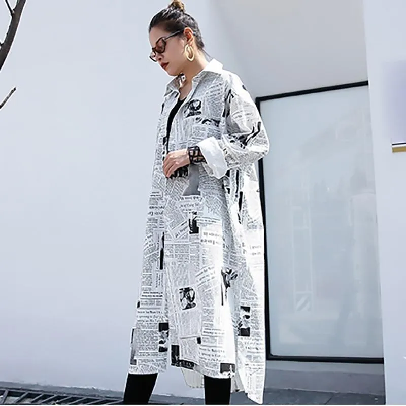 Toriko Newspaper Print Shirt Dress