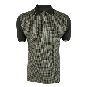 Trojan Houndstooth Panel Polo Shirt Grey