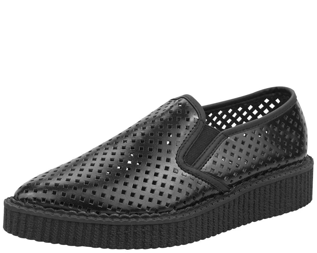 T.U.K Black Perf Pointed Slip on Creeper