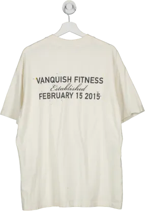 Vanquish Cream Fitness Established Oversized T Shirt UK L