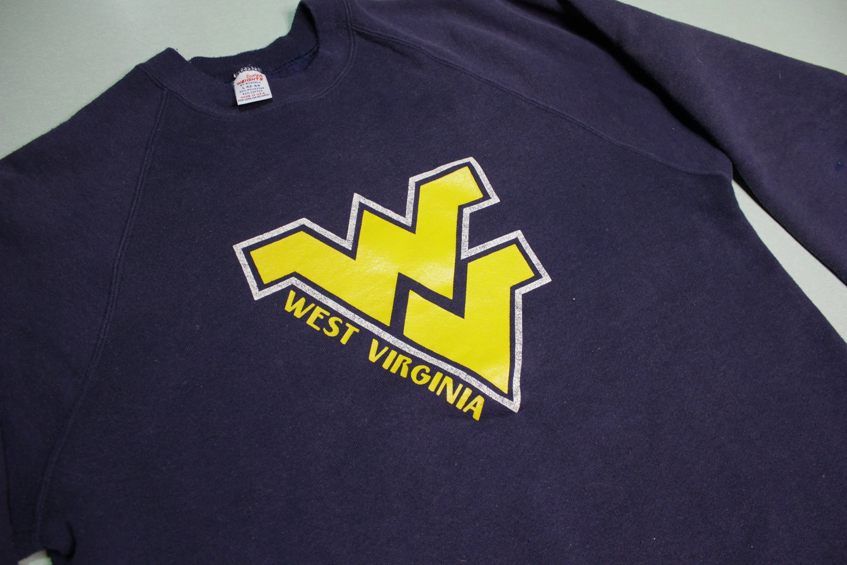 West Virginia Mountaineers Vintage 80's Russell Super Weights Collegiate Sweatshirt